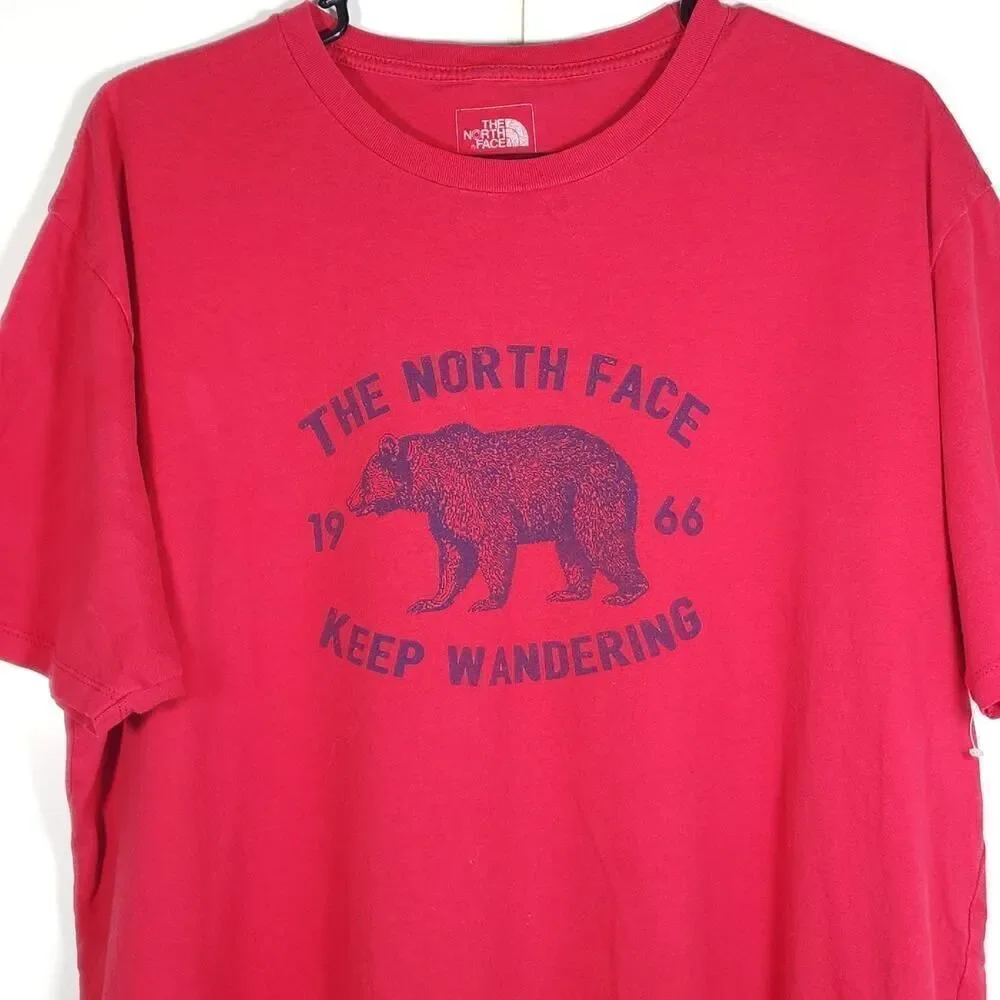 The North Face Men's SZ XL Red Logo Bear Graphic Tee Short Sleeve T Shirt